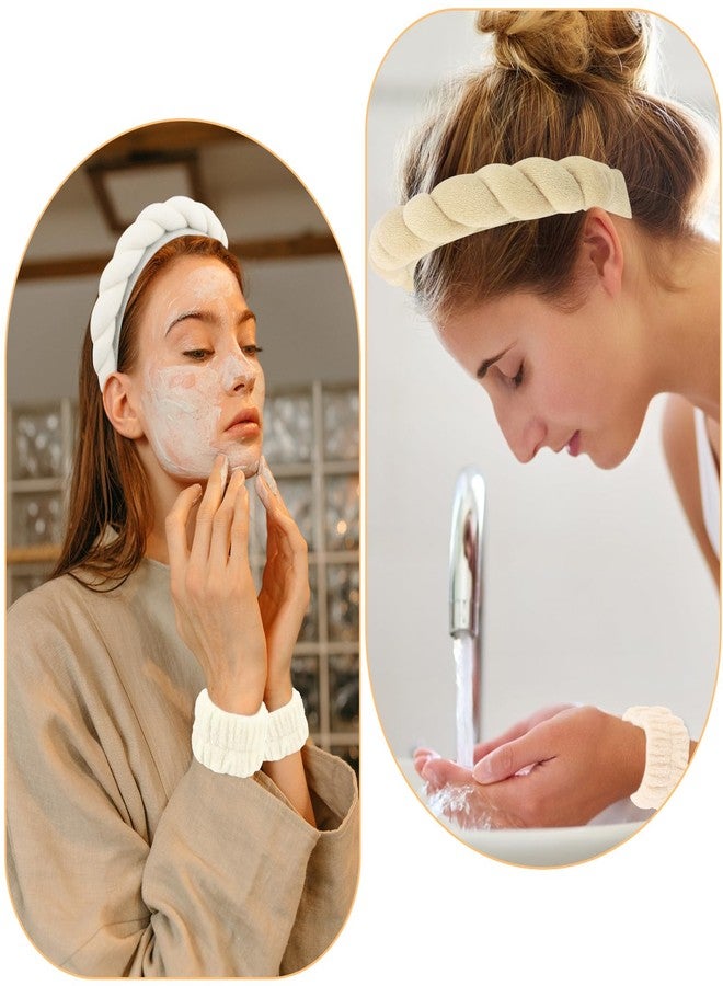 AMCAMI Spa Makeup Headband,6 Pcs Braided Skincare Face Wash Headband with Wristbands,Hair Accessories for Women Daily Face Care & Styling - Image 5